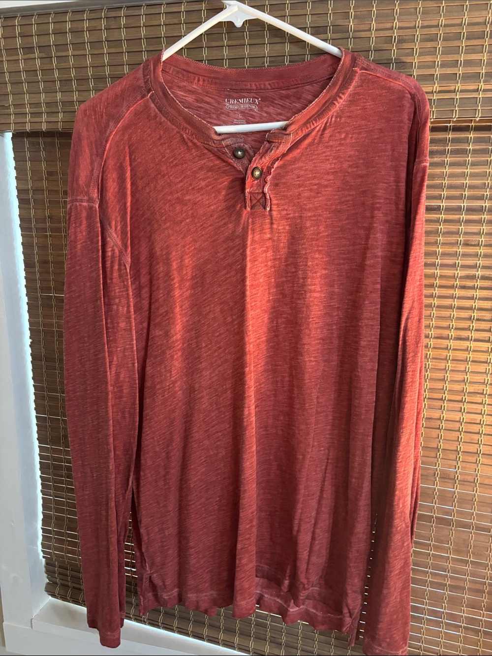 Daniel Cremieux Men's Long Sleeve Henley in Washed Rust Red